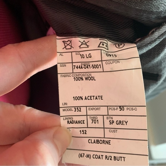 Claiborne Men’s Blazer, Grey, 100% Wool, 50L - Picture 4 of 11